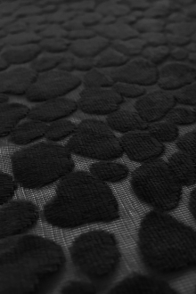 Poly and Rayon Burnout Velvet with Uneven Dots in Black0