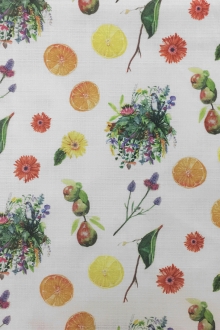 Textured Cotton With Fruits And Flowers Prints0