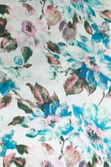Printed Silk Jacquard Back Satin with Abstract Color Distorted Flowers0