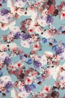 Printed Cotton Viscose Faille with Cascading Flowers0