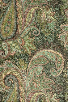 Silk and Wool Blend Metallic Crepe with Paisley Patterns0