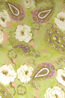 Printed Silk Charmeuse with Small Paisleys and Flowers0