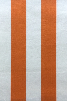 Cotton Upholstery 1.5" Stripe In Orange And White0