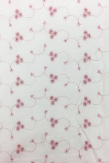 Cotton Eyelet with Embroidered Flowers in Pink0