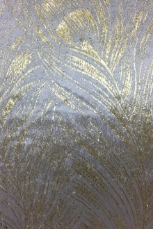 French Silk Lurex Panne Velvet With Feather Motif0