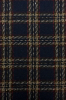 Italian Wool Cashmere Tartan Plaid in Navy and Sand0