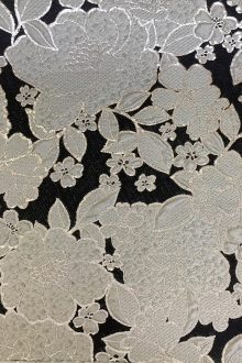 Silk Blend Metallic Cloqué Brocade with Floral Motifs0