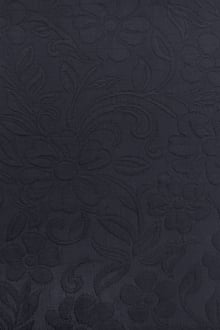 Italian Cotton Blend Floral Brocade in Navy0