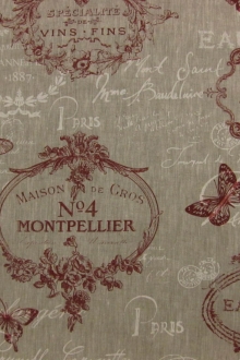 Linen Upholstery Parisian Print0