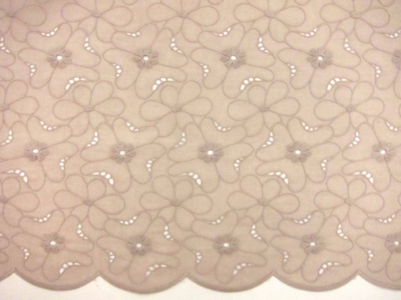 Cotton Voile Eyelet in Taupe0