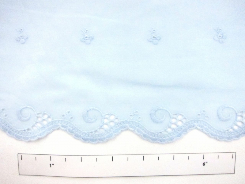Embroidered Cotton Voile Eyelet in Sky Blue1