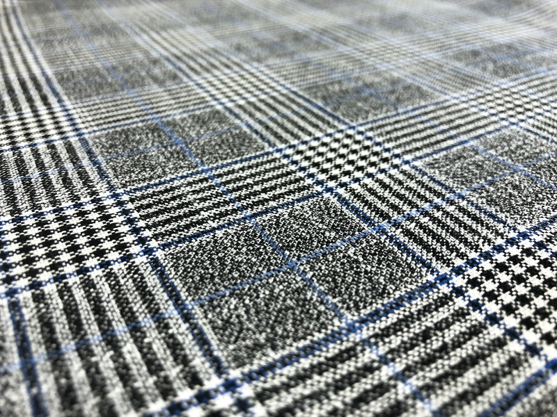 Fine Bamboo Plaid Suiting in Grey and Blue2