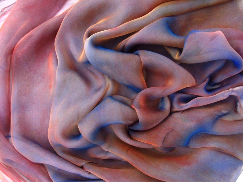 Iridescent Tie Dye Ombré Silk Chiffon0