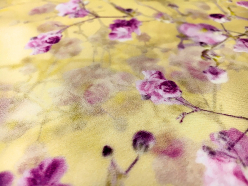 Printed Silk Satin Organza with Cherry Blossoms3