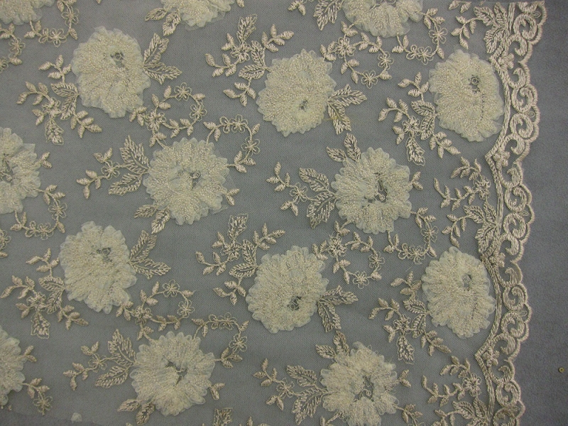 Floral Metallic Embroidered Tulle0