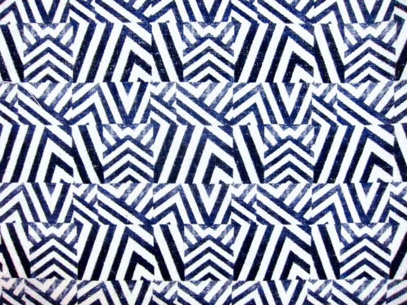 Linen Upholstery Geometric Deco Print0