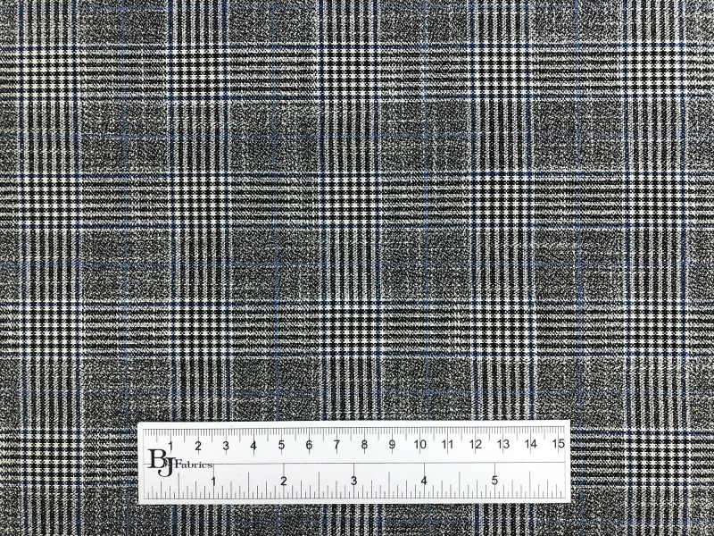 Fine Bamboo Plaid Suiting in Grey and Blue3