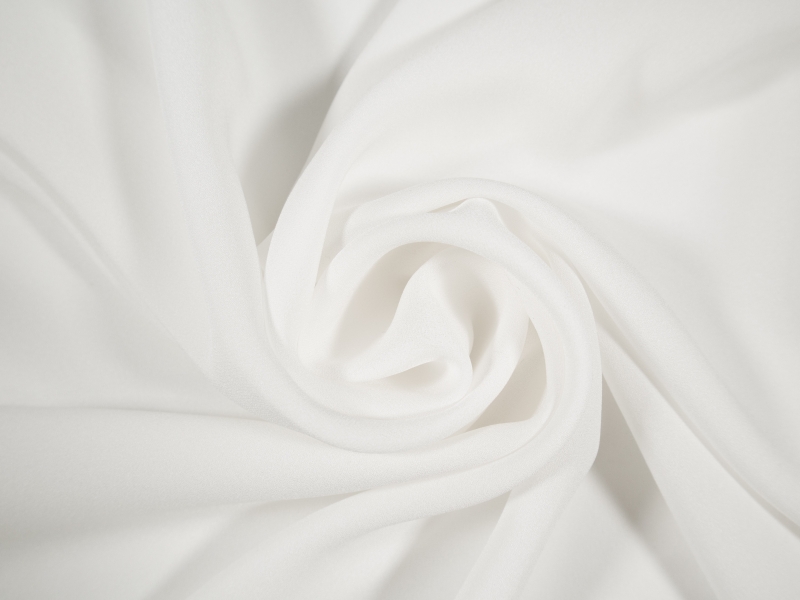 silk Crepe De Chine in White- bunched