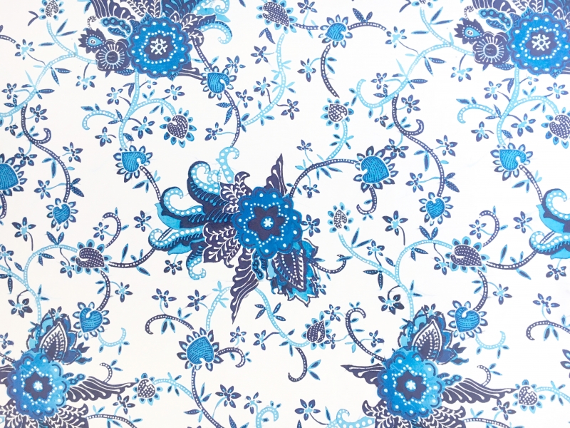 Printed Silk Chiffon with Batik Like Florals0