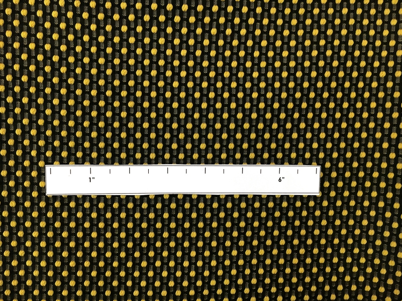 Polyester Swiss Dot Brocade with Yellow Dots1