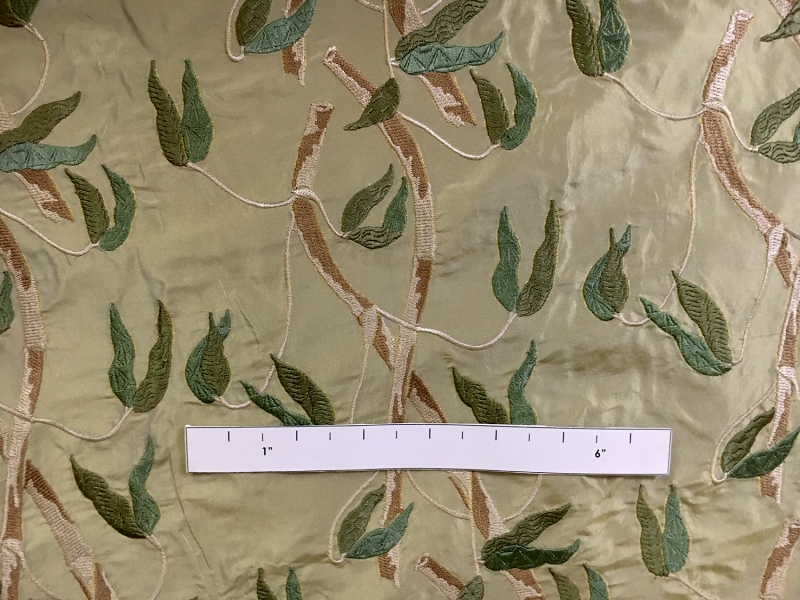 Iridescent Silk Taffeta with Embroidered Bamboo1