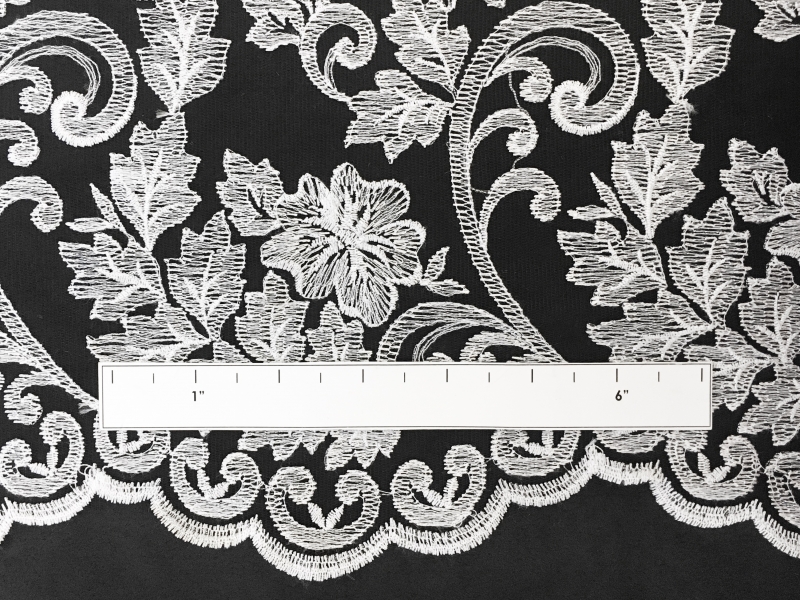 Embroidered Black Illusion with Ornate Single Border1