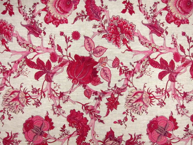 Linen Upholstery Floral Print0