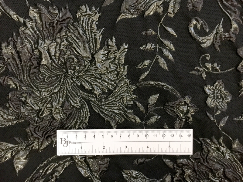 Silk Blend Metallic Cloque with Florals and Damask Patterns1