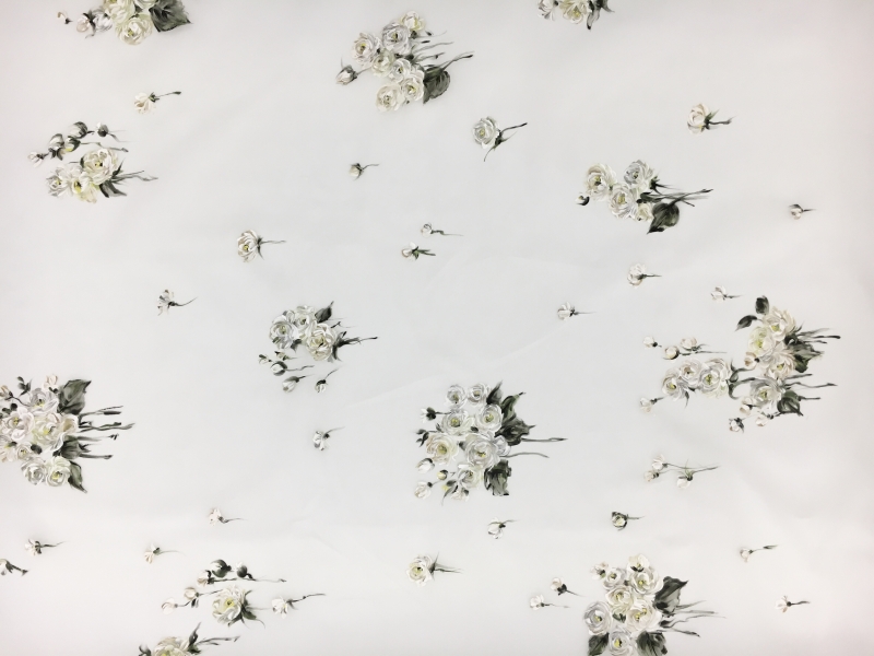 Handpainted Silk Organza with Detailed Flower Bouquets 0