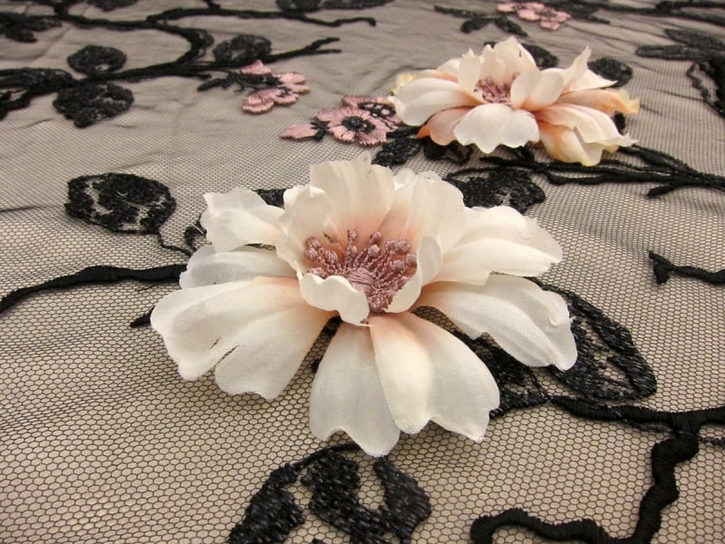 3D Flowers on Embroidered Tulle1