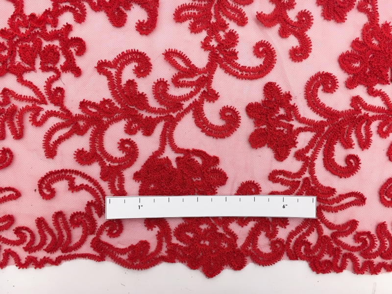 Embroidered Tulle in Red1