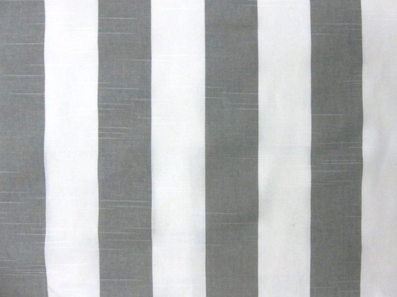 Cotton Canvas 2" Stripe In Gray And White0