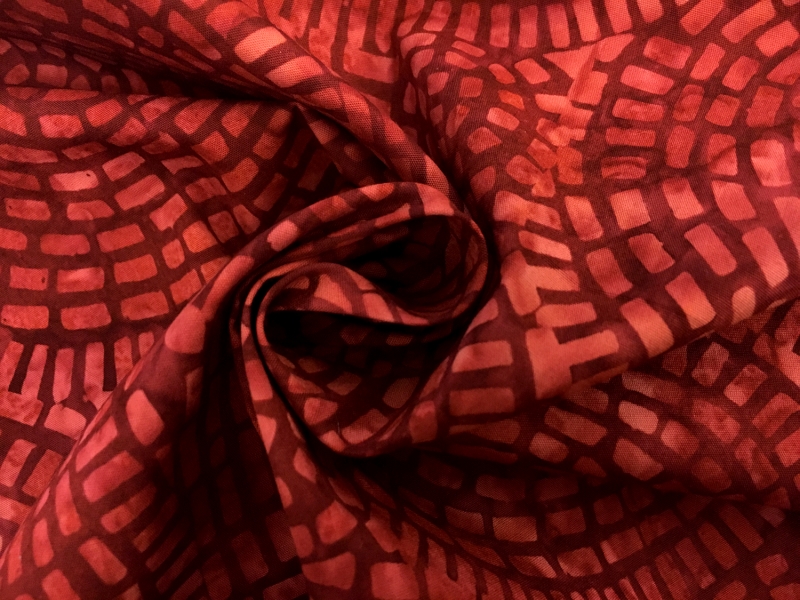 Cotton Batik With Cobble Rosette Pattern in Terracotta 1