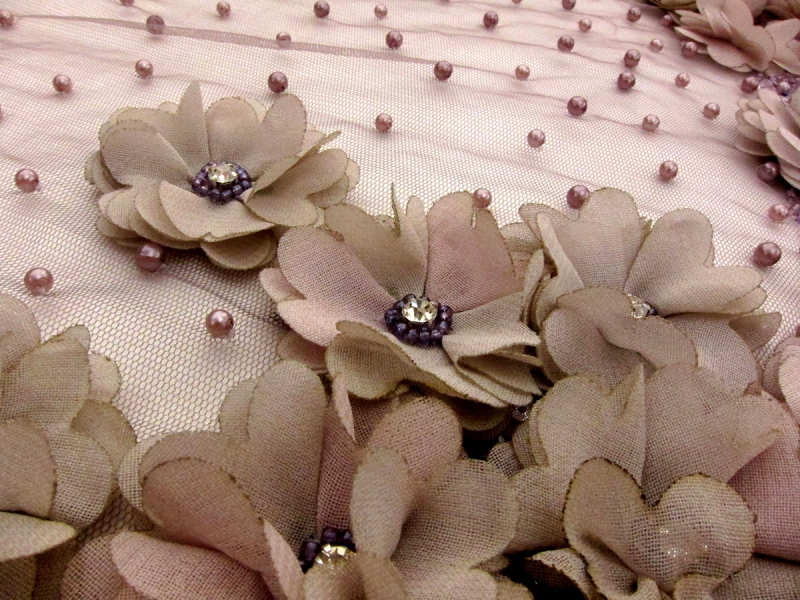 Crystal Beaded Tulle with Flower Appliqué2
