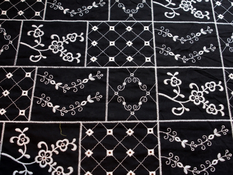 Cotton Embroidered Eyelet in Black0