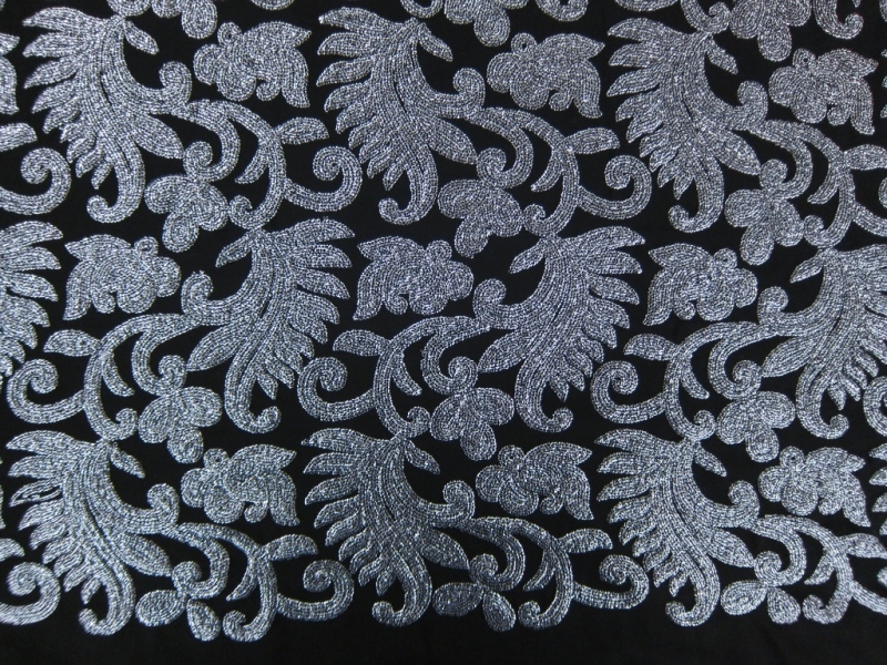 Sequins Embroidered Silk Chiffon0