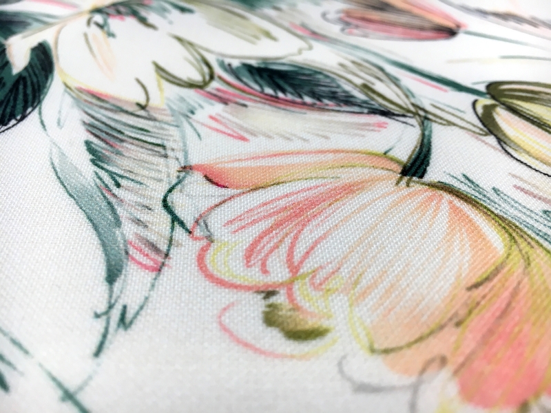 Printed Silk Gazar with Artistic Sketch Tulips2