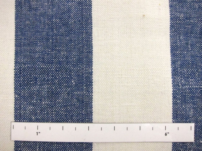 Cotton Upholstery 3" Stripe In Denim And Off White1