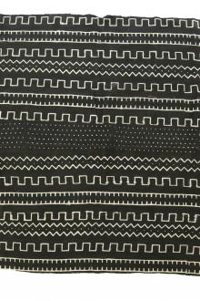 Cotton Mud Cloth Panel in Black Geometric Stripes