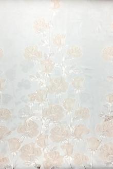 Off White Rhodia Satin Panel with Metallic Blush Roses 0
