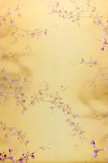 Printed Silk Satin Organza with Cherry Blossoms0