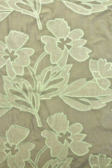 Silk Taffeta with Embroidered Flowers and Mesh0