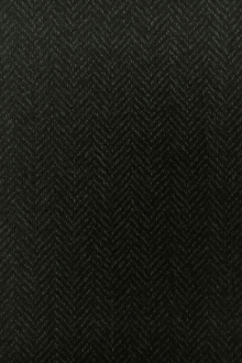 Italian Wool Herringbone in Black and Green0