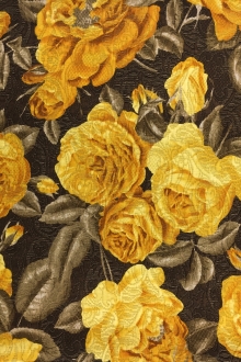 Silk and Wool Metallic Brocade with Vibrant Roses0