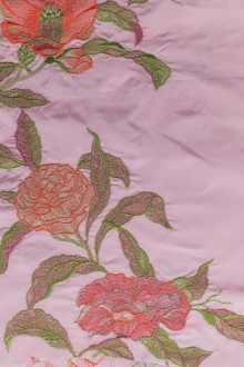 Metallic Embroidered Silk Shantung with Roses0