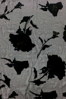 Silk Rayon Burnout Velvet With Floral Motif0