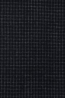 Italian Virgin Wool and Lycra Flannel Grid in Dark Navy0
