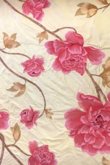 Embroidered Silk Shanting with Large Florals0