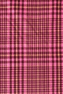 tweed with pink, maroon, and yellow woven pattern