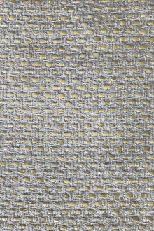 flat lay of white tweed woven with offwhite raffia 